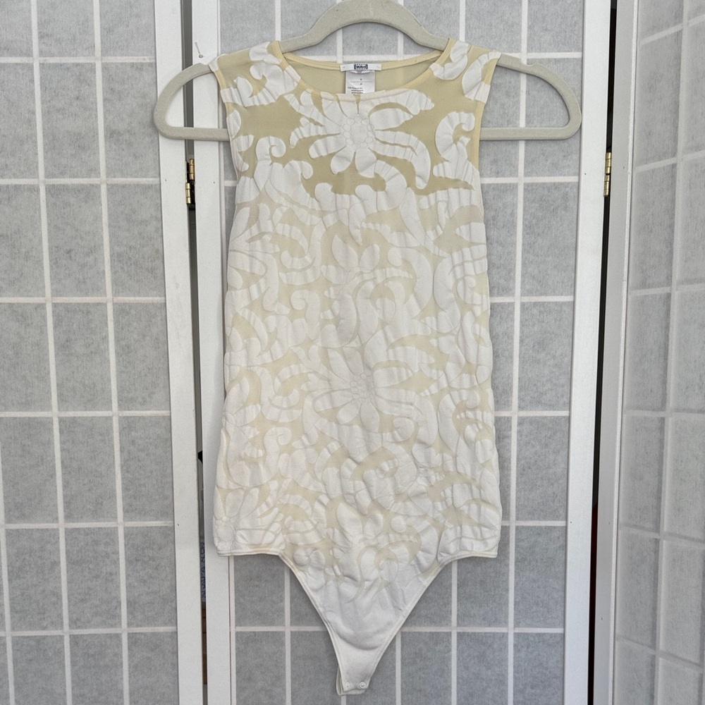 Wolford Thong Bodysuit White & Beige Patterned